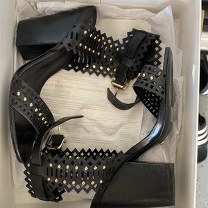 Schutz high ankle studded black leather sandals